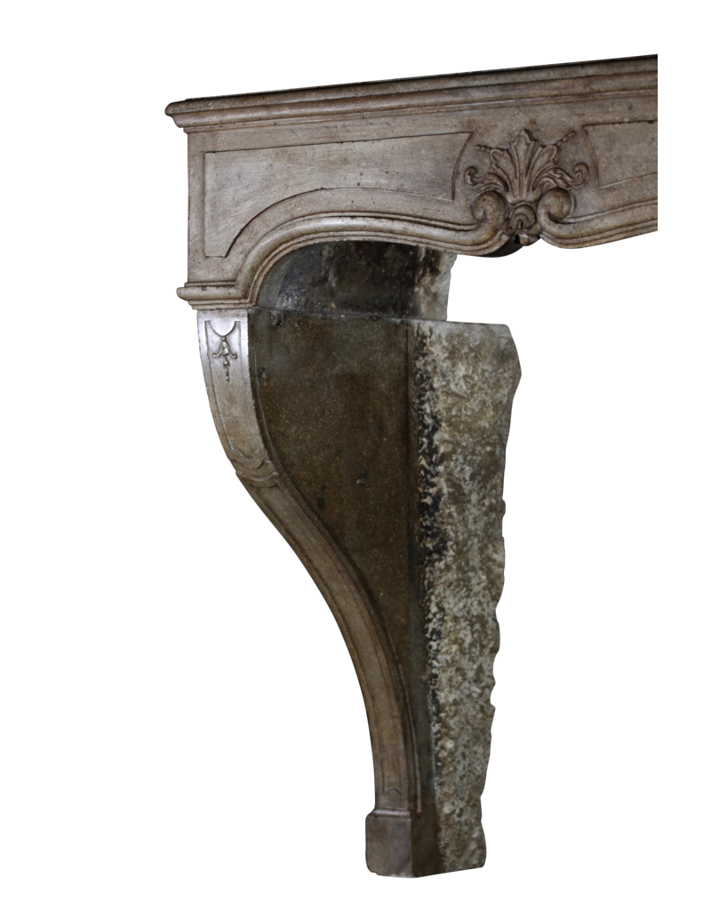 Unusual 18Th Century Vintage French Stone Fireplace Surround