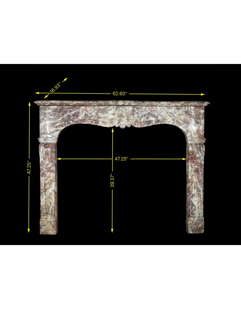 French 19Th Century Chique Multi Color Marble Fireplace Surround