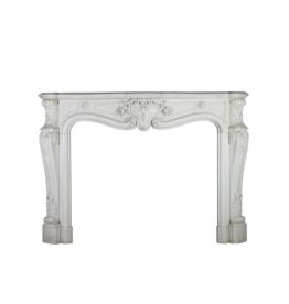 Maison Leon Van den Bogaert Pure White Statuary Marble French Antique Fireplace Surround