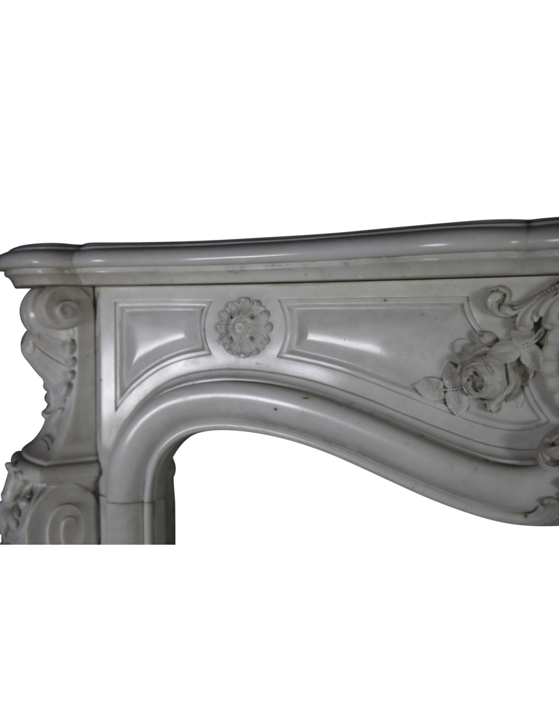 Pure White Statuary Marble French Vintage Fireplace Surround