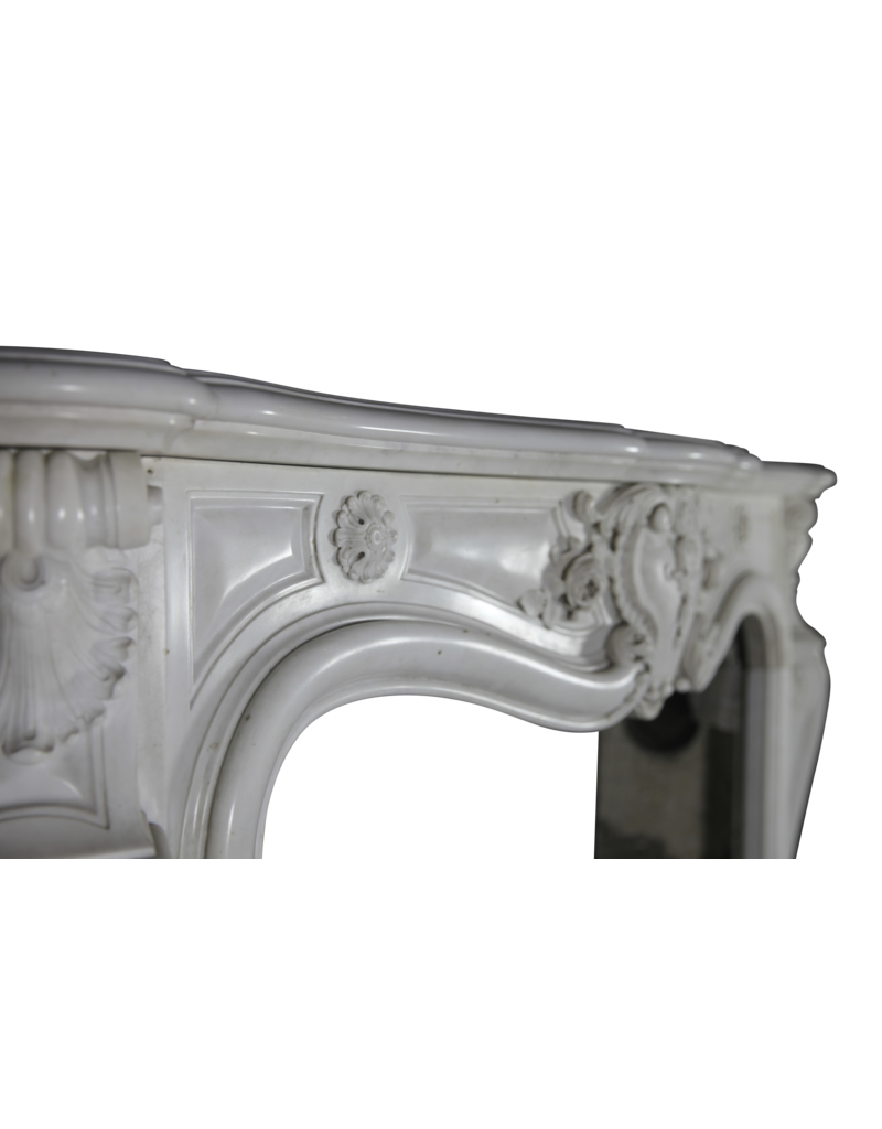 Pure White Statuary Marble French Vintage Fireplace Surround