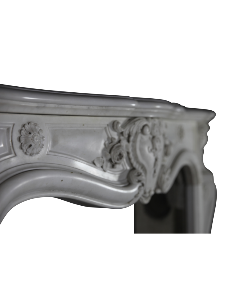 Pure White Statuary Marble French Vintage Fireplace Surround