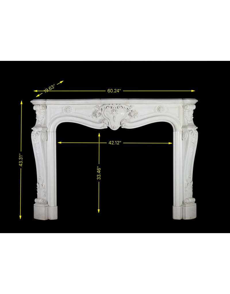 Pure White Statuary Marble French Vintage Fireplace Surround