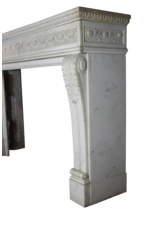 Grand Palace White Statuary Marble Vintage Fireplace Surround