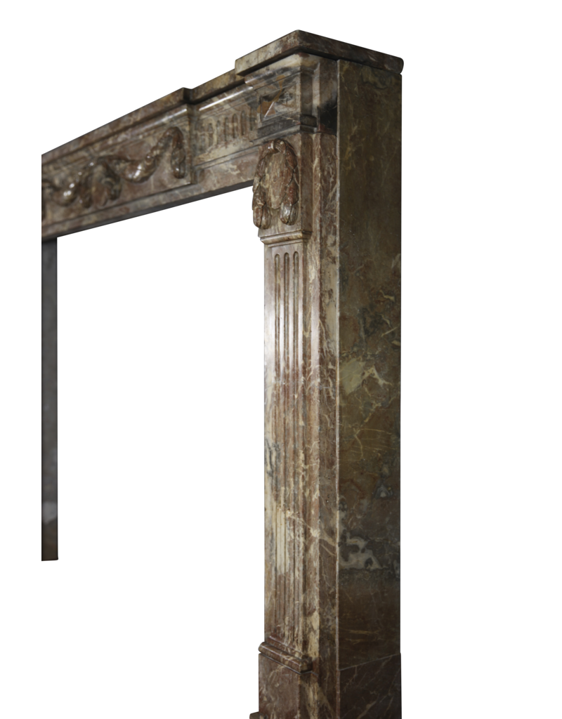 Maison Leon Van den Bogaert Empire Period Marble Vintage Fireplace Surround