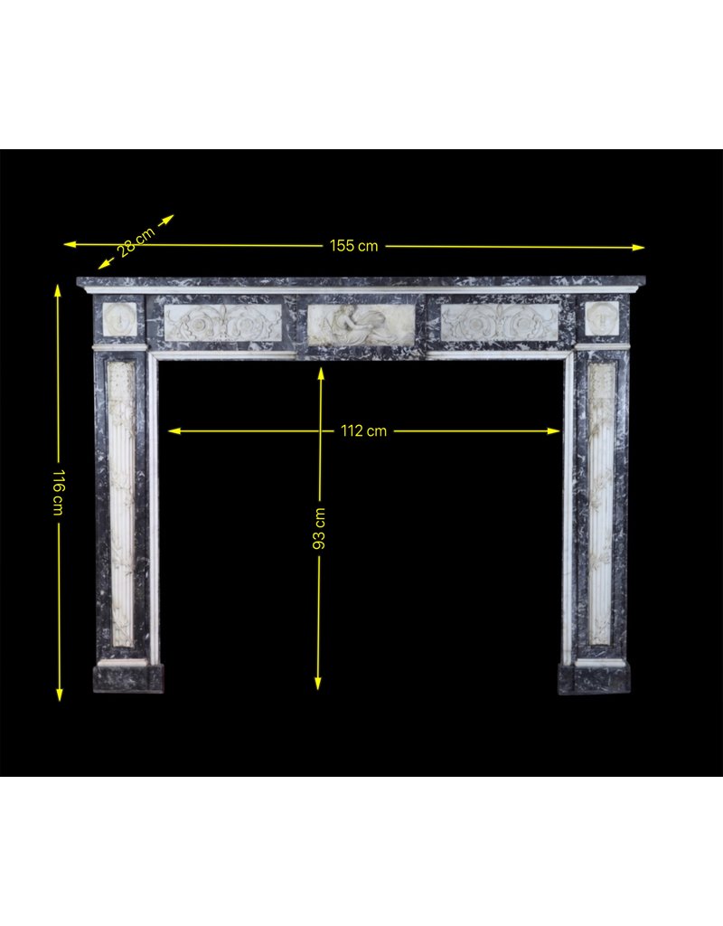 Original 18Th Century Belgian Antique Fireplace Surround In Marble