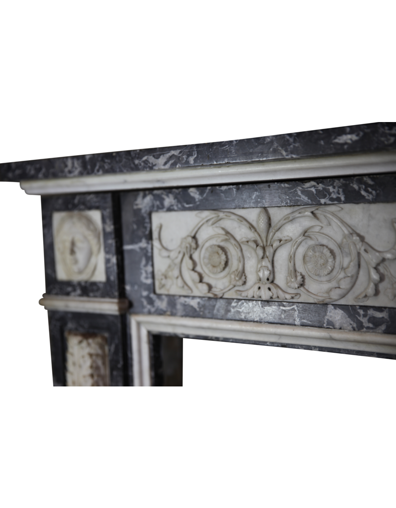 Original 18Th Century Belgian Antique Fireplace Surround In Marble