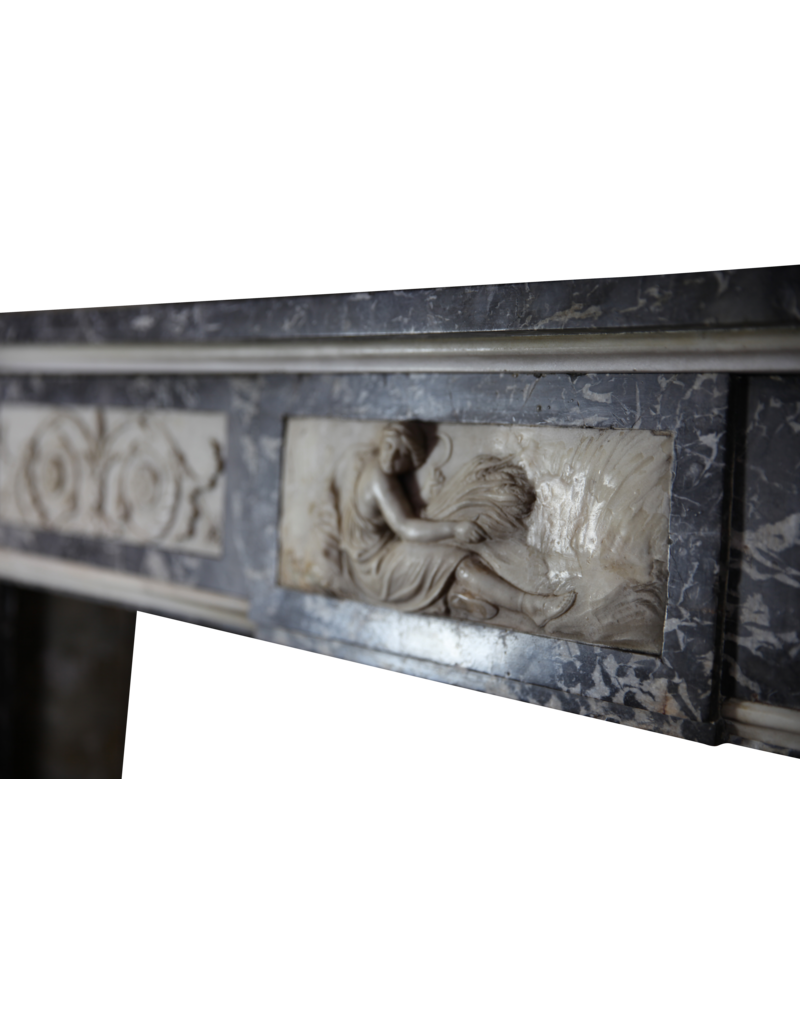 Original 18Th Century Belgian Antique Fireplace Surround In Marble