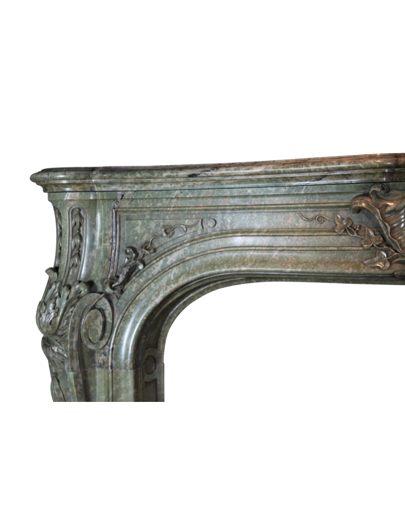 Grand Green Marble 19Th Century Antique Fireplace Surround