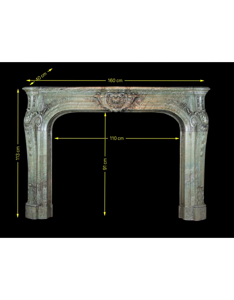 Grand Green Marble 19Th Century Antique Fireplace Surround