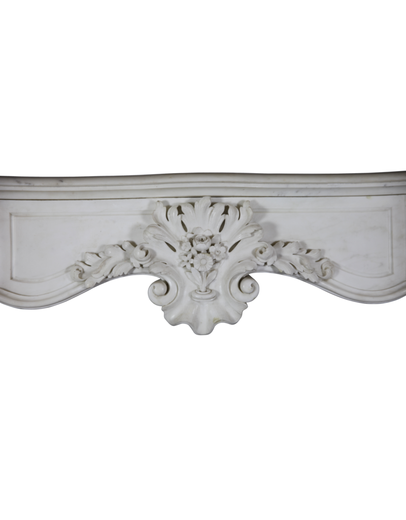 Exceptional Antique White Statuary Marble Fireplace Surround