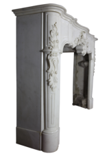 Exceptional Antique White Statuary Marble Fireplace Surround