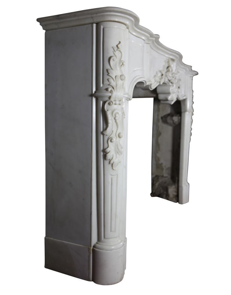 Exceptional Antique White Statuary Marble Fireplace Surround