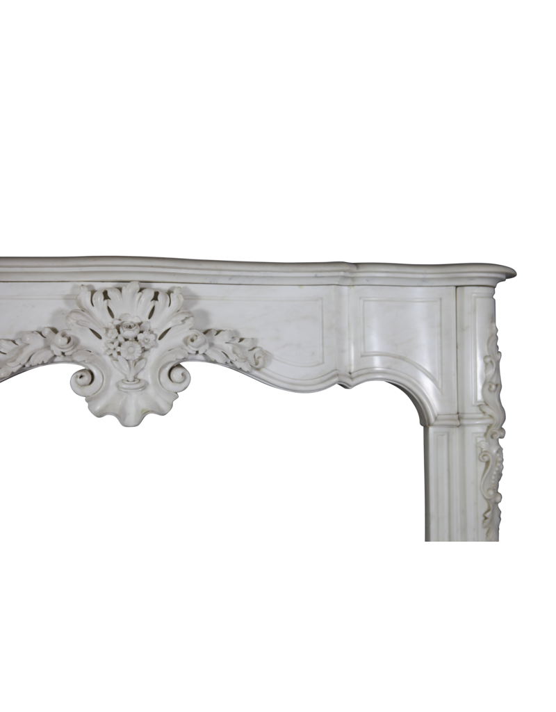 Exceptional Antique White Statuary Marble Fireplace Surround