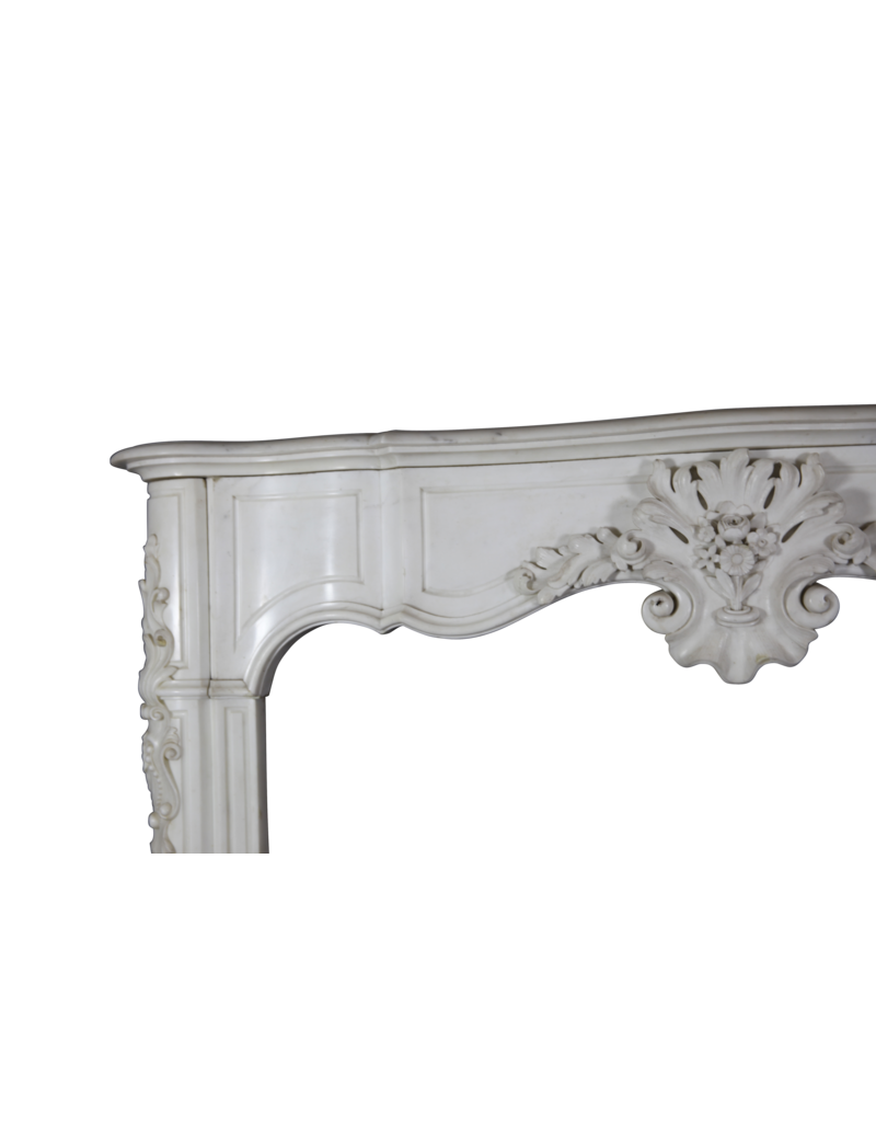 Exceptional Antique White Statuary Marble Fireplace Surround