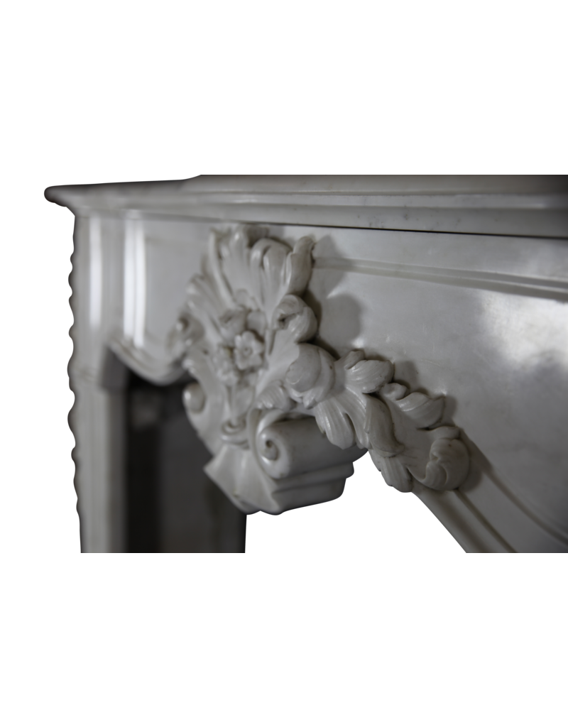 Exceptional Antique White Statuary Marble Fireplace Surround