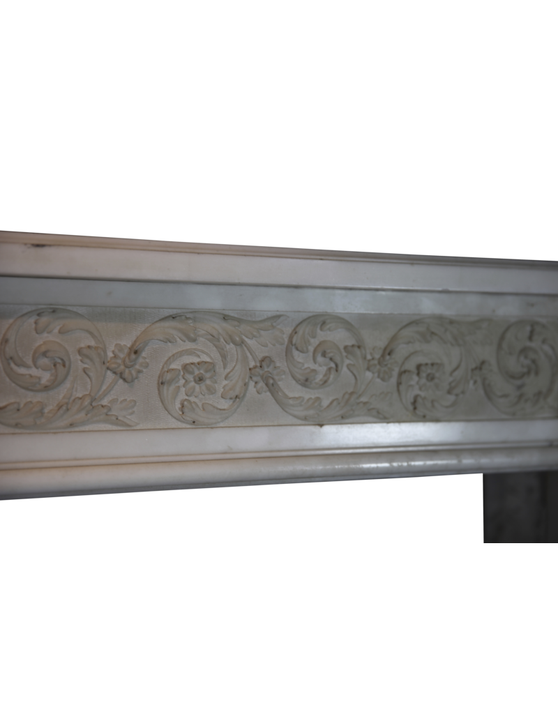 18Th Century Chique French Fireplace Surround In White Statuary Marble