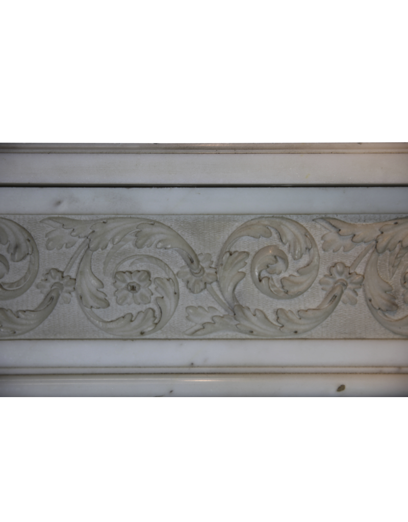 18Th Century Chique French Fireplace Surround In White Statuary Marble