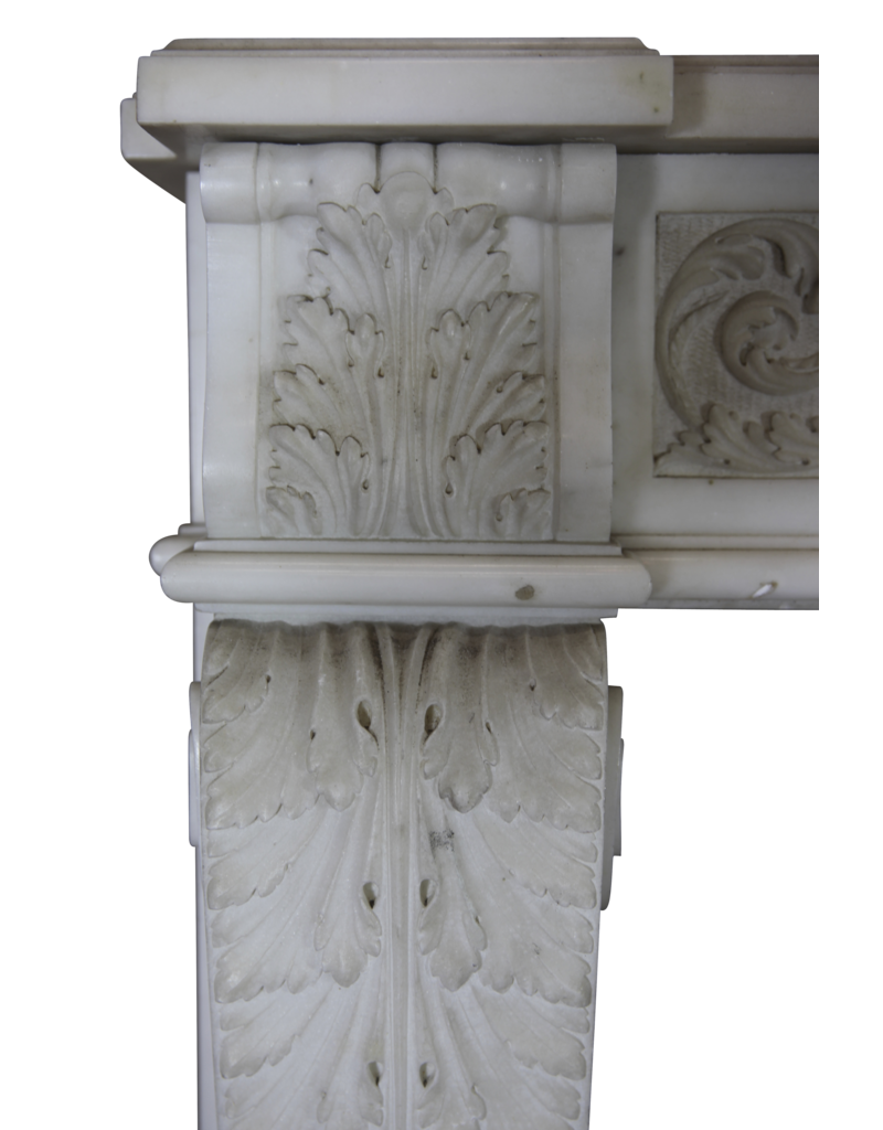 Maison Leon Van den Bogaert 18th Century Chic French Fireplace Surround in White Statuary Marble
