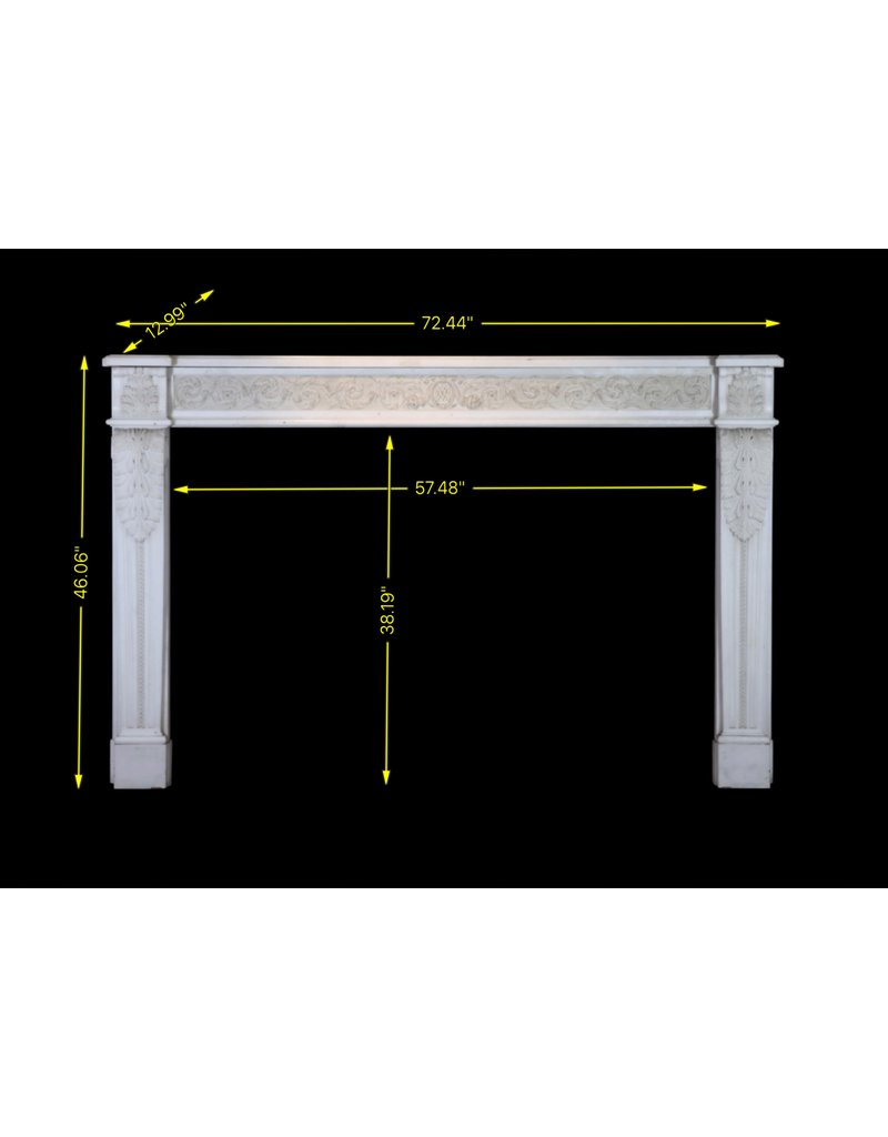 18Th Century Chique French Fireplace Surround In White Statuary Marble