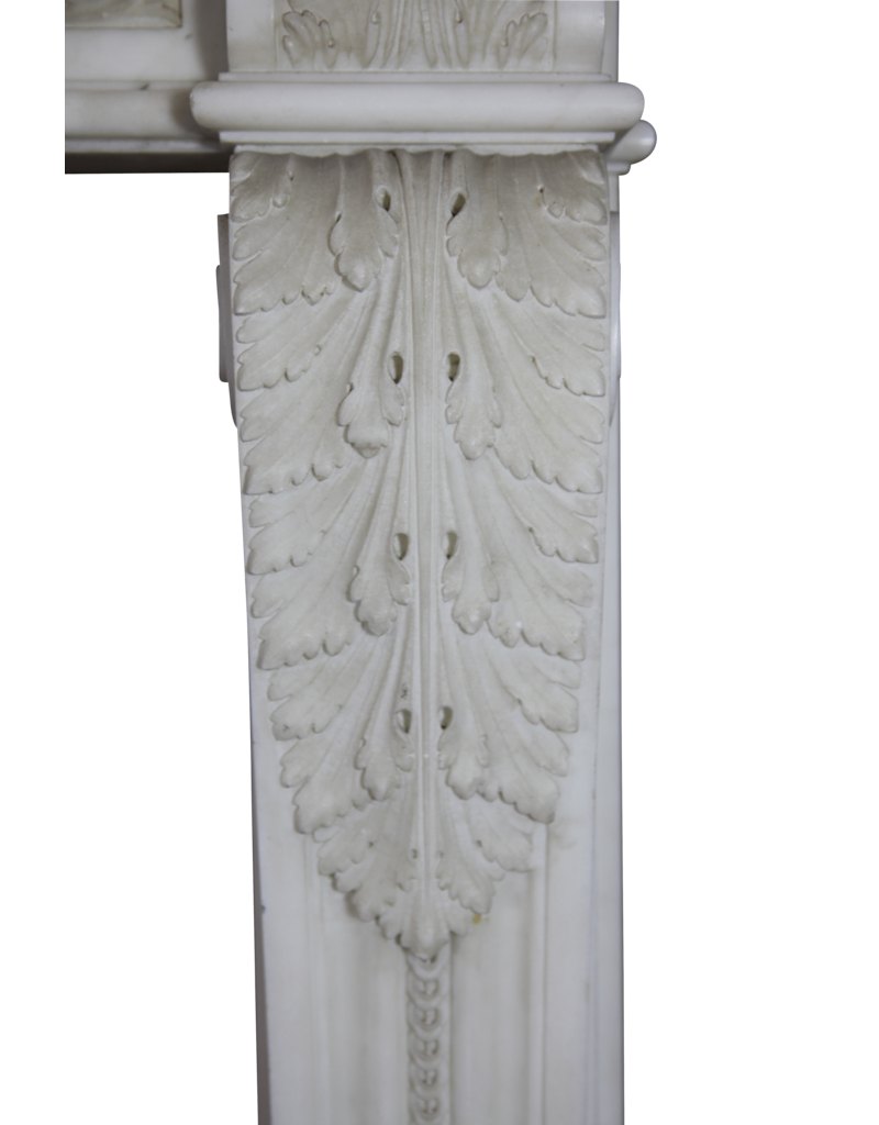 18Th Century Chique French Fireplace Surround In White Statuary Marble