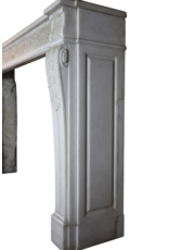 Maison Leon Van den Bogaert 18th Century Chic French Fireplace Surround in White Statuary Marble