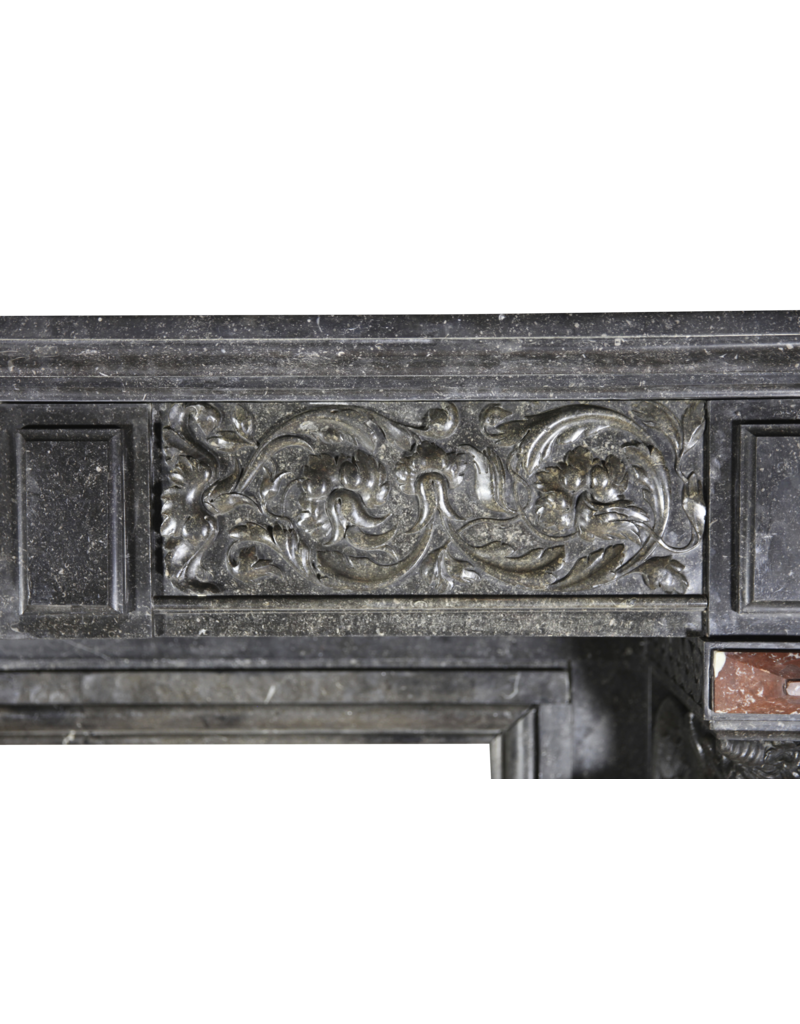 19Th Century Belgian Bleu Stone And Marble Fireplace Surround