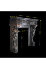 Cheminée En Pierre Bleue Et Marbre Belge Du 19Ème Siècle