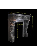 Maison Leon Van den Bogaert Belgische Kaminumrandung aus blauem Stein und Marmor aus dem 19. Jahrhundert