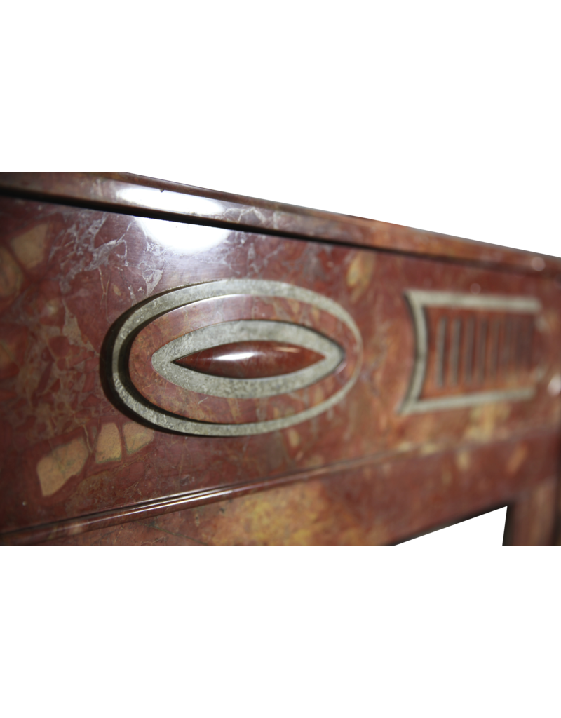 Maison Leon Van den Bogaert Grand Art Deco Period Antique Fireplace Surround With Multi Colour Marble