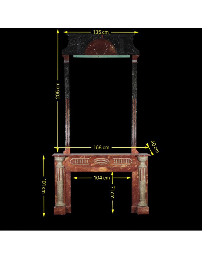 Grande Cheminée En Marbre Multicolore D'époque Art Déco
