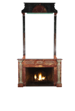 Maison Leon Van den Bogaert Grand Art Deco Period Antique Fireplace Surround With Multi Colour Marble