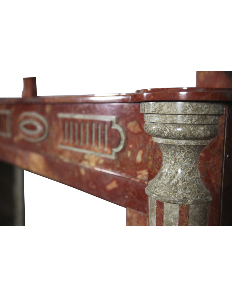 Maison Leon Van den Bogaert Grand Art Deco Period Antique Fireplace Surround With Multi Colour Marble
