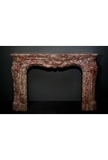 Monumental French Antique Fireplace Surround In Rich Color Marble