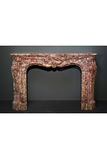 Monumental French Antique Fireplace Surround In Rich Color Marble