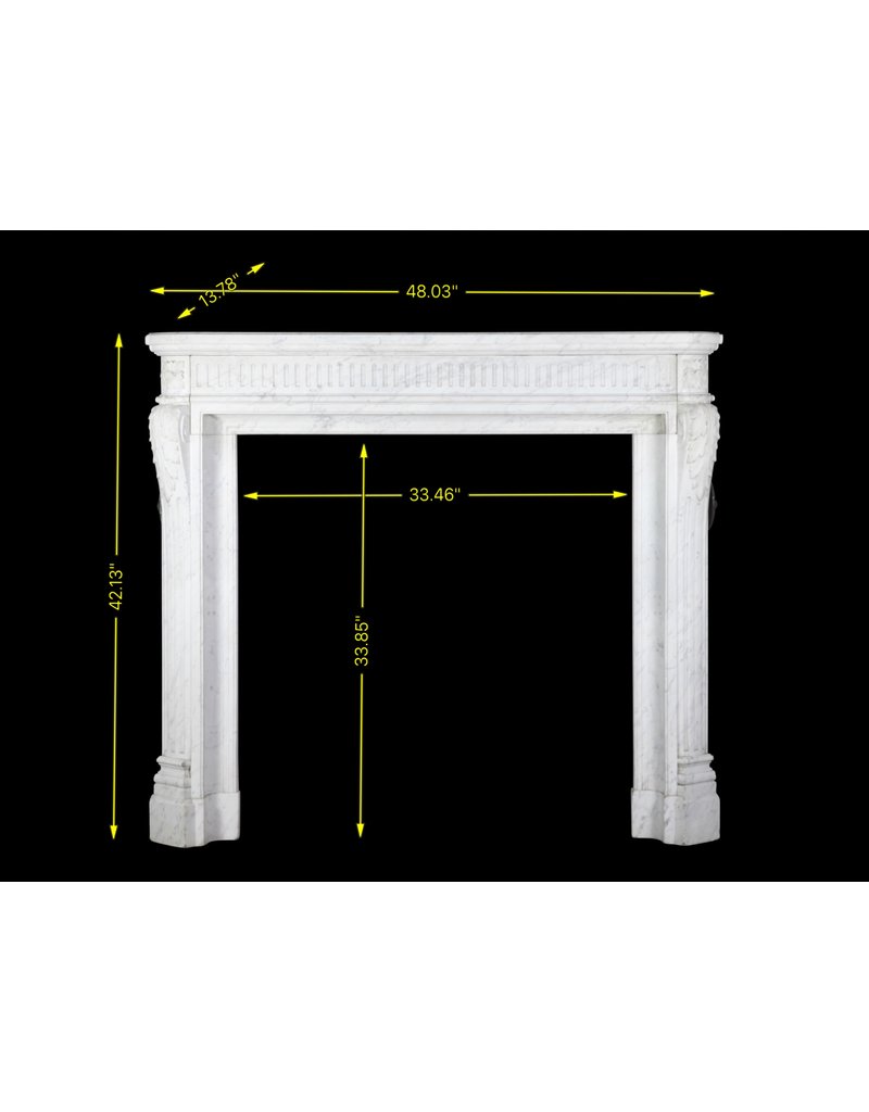 Cheminée Ancienne En Marbre Blanc De Style Louis XVI
