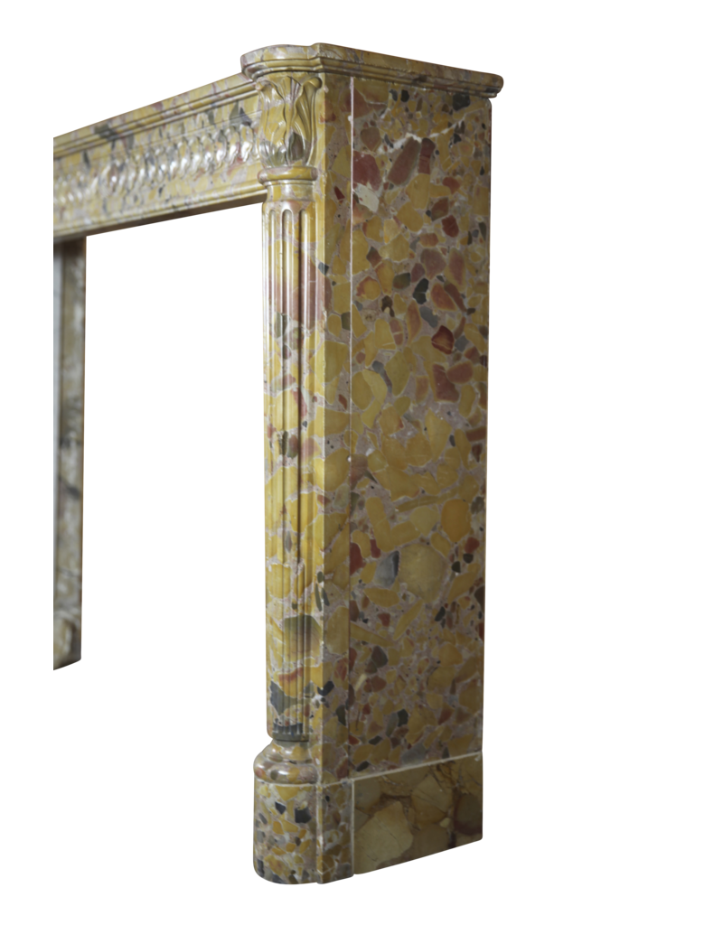 Maison Leon Van den Bogaert Elegante antike französische Kaminumrandung aus Marmor