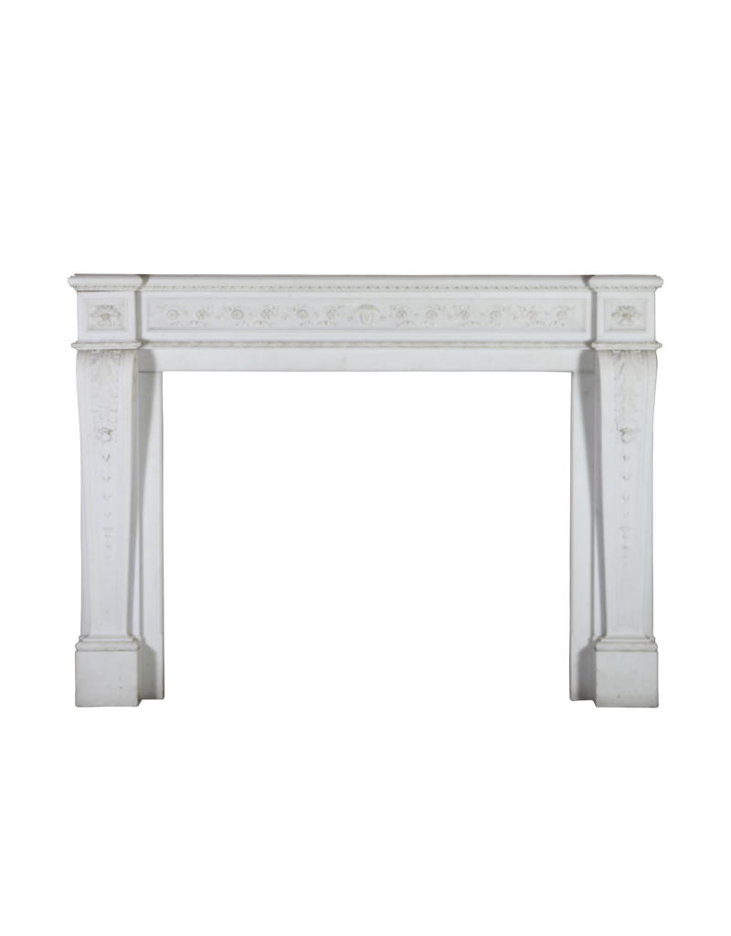 Maison Leon Van den Bogaert Grand French Chic Antique Fireplace Surround in White Statuary Marble