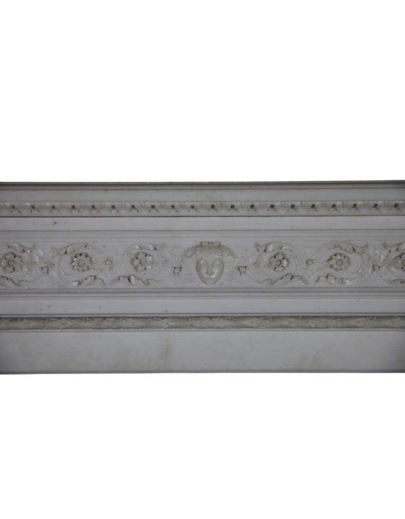Grand French Chique Antique Fireplace Surround In White Statuary Marble