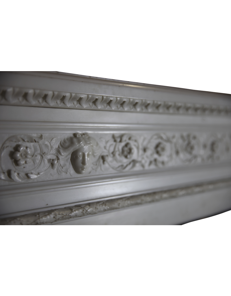 Grand French Chique Antique Fireplace Surround In White Statuary Marble