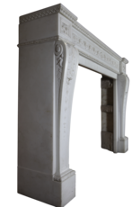 Maison Leon Van den Bogaert Grand French Chic Antique Fireplace Surround in White Statuary Marble
