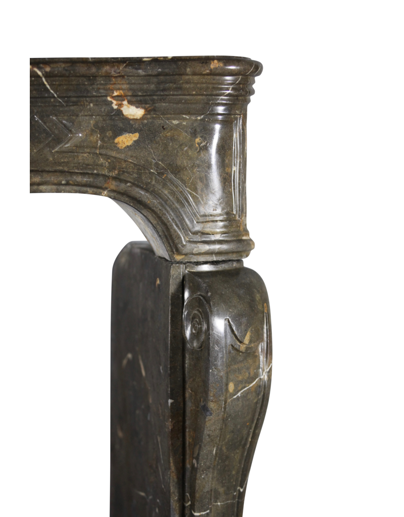 Maison Leon Van den Bogaert 17th Century Chic French Antique Fireplace Surround in Dark Fossil Stone