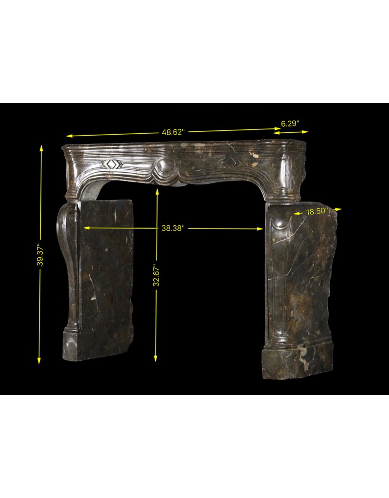 Maison Leon Van den Bogaert 17th Century Chic French Antique Fireplace Surround in Dark Fossil Stone