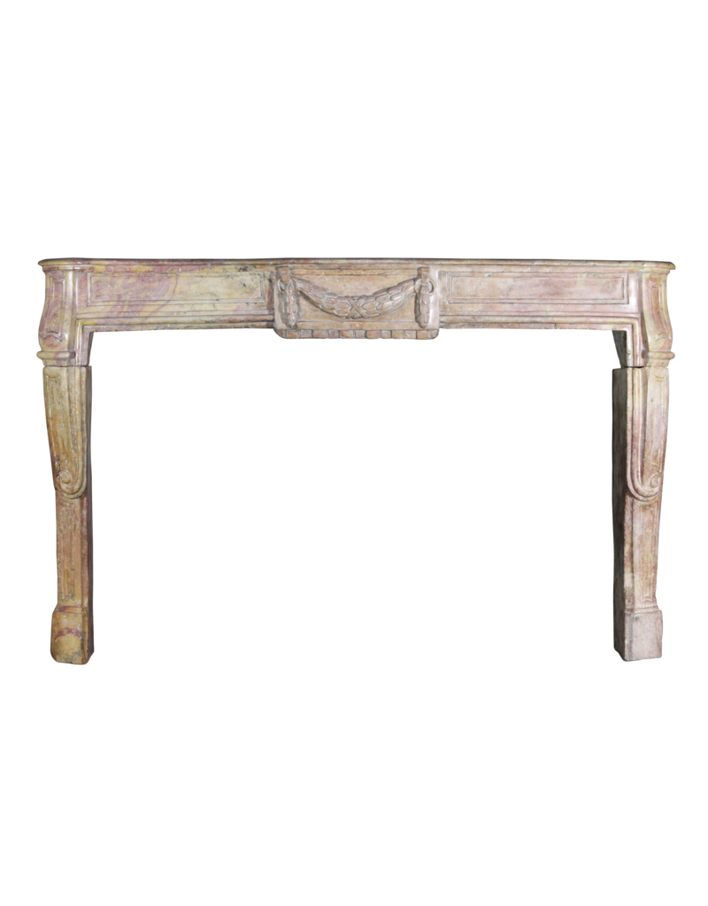 Grand Original Bicolor French Hard Stone Antique Fireplace Surround