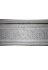 Grand 19Th Century White Statuary Marble Vintage Fireplace Surround