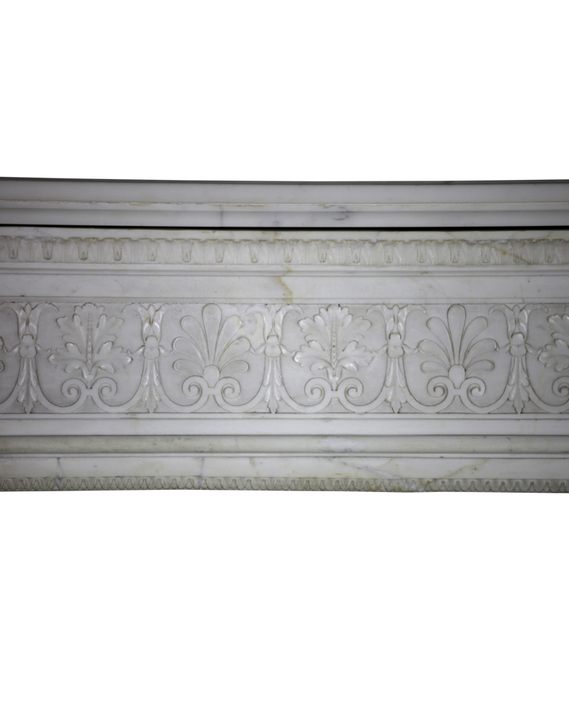 Grand 19Th Century White Statuary Marble Vintage Fireplace Surround