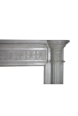 Grand 19Th Century White Statuary Marble Vintage Fireplace Surround