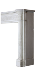 Grand 19Th Century White Statuary Marble Vintage Fireplace Surround
