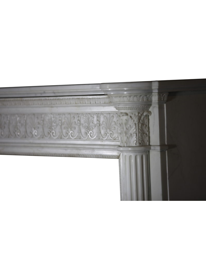 Grand 19Th Century White Statuary Marble Vintage Fireplace Surround