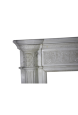 Grand 19Th Century White Statuary Marble Vintage Fireplace Surround